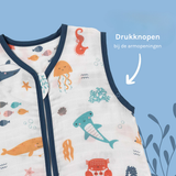 Slaapzak Zee Dieren | Bamboe Mousseline met voeten | TOG 0,5