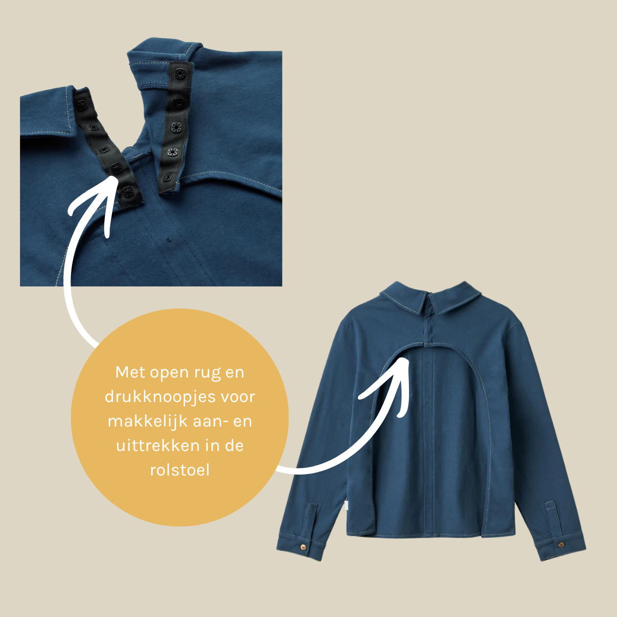 Rolstoel Overhemd - Denim Blauw