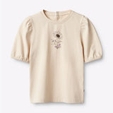 Rolstoel T-Shirt korte mouwen - crème bloem