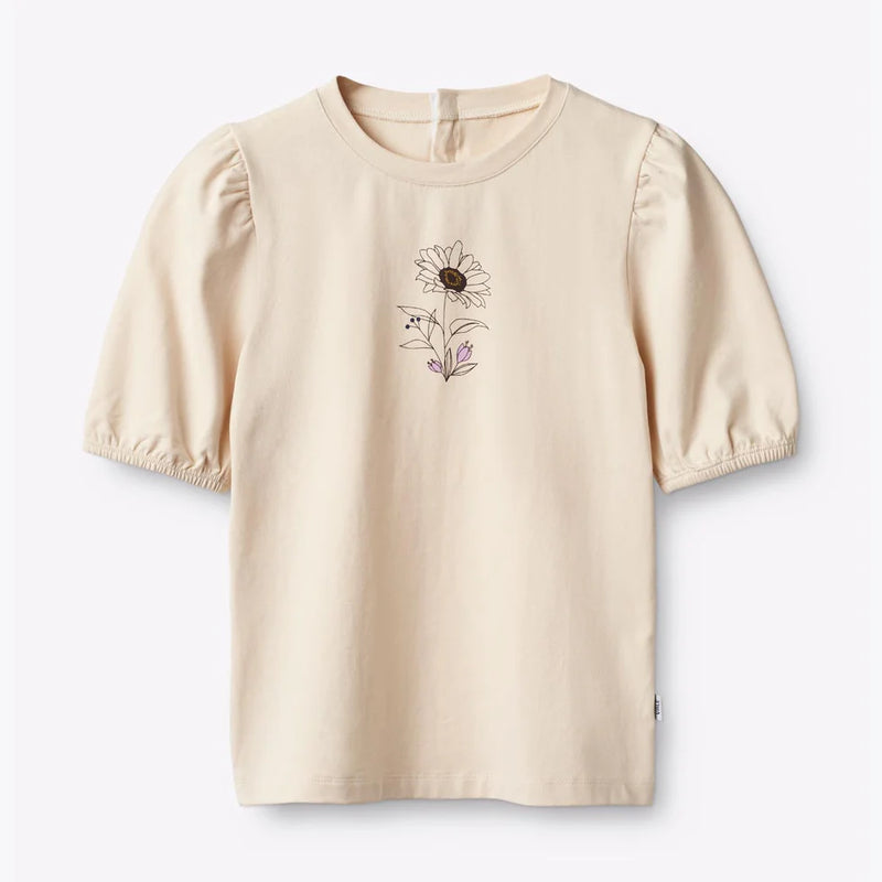 Rolstoel T-Shirt korte mouwen - crème bloem