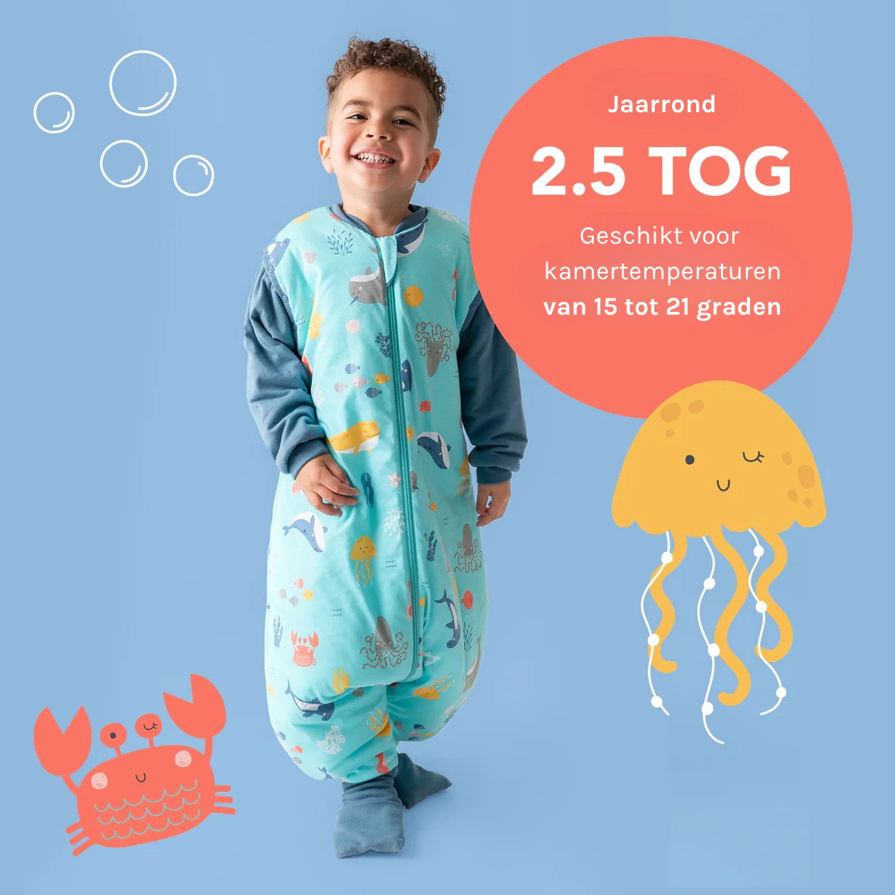 Slaapzak Zee Dieren | Katoen met voetjes | TOG 2.5